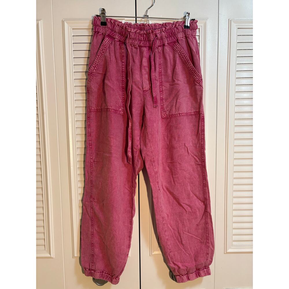 ANTHROPOLOGIE Wm M Rhys Cargo Utility Joggers in Acid Pink
